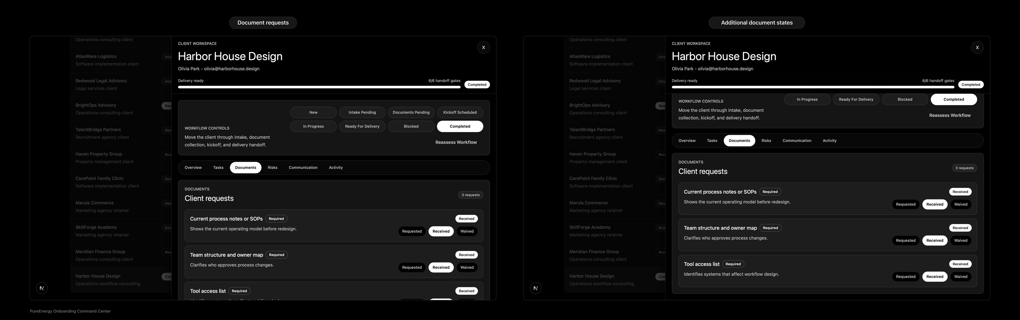 Onboarding Command Center: Document gates