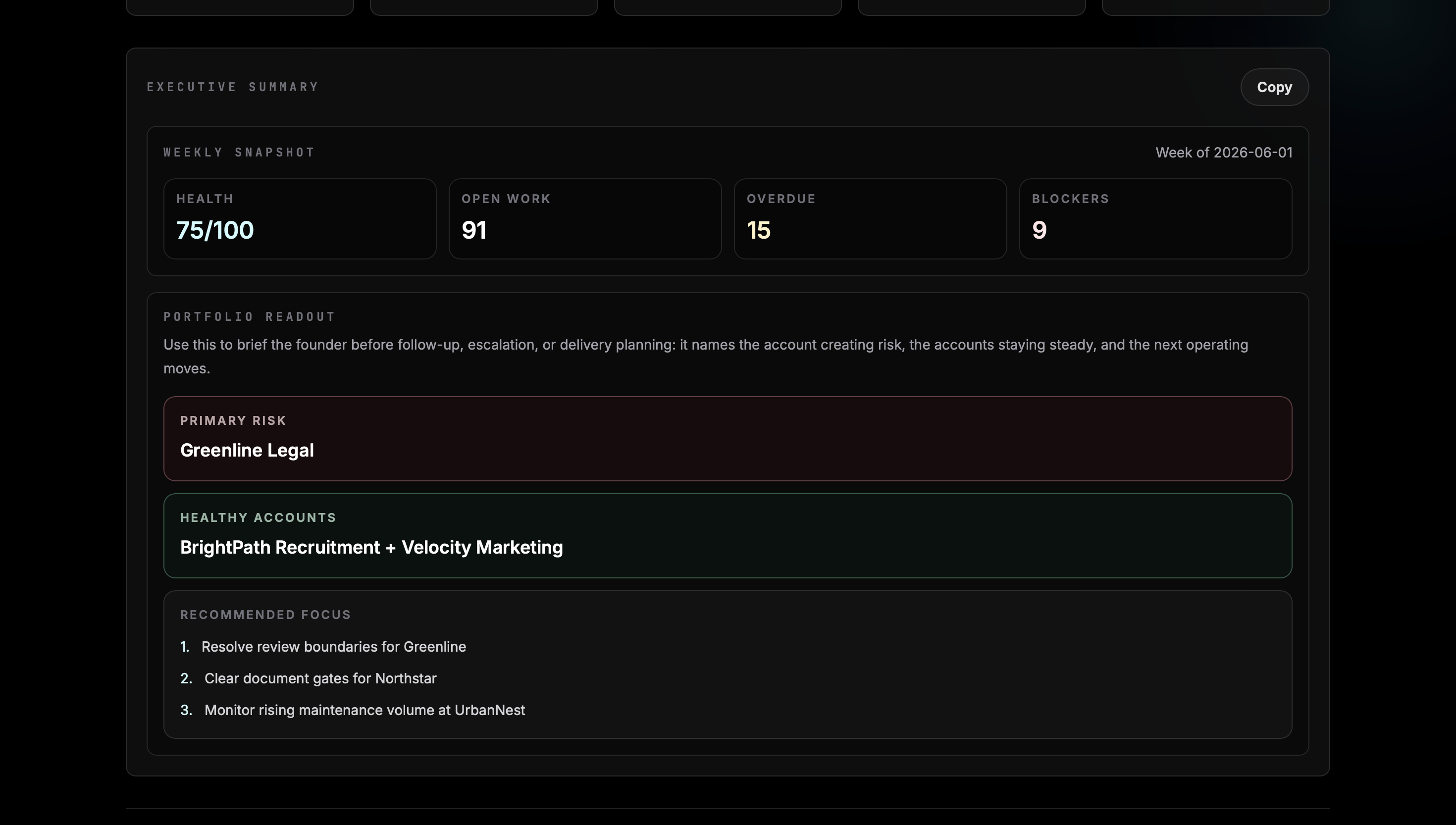 Reporting Dashboard Automation: Executive summary readout