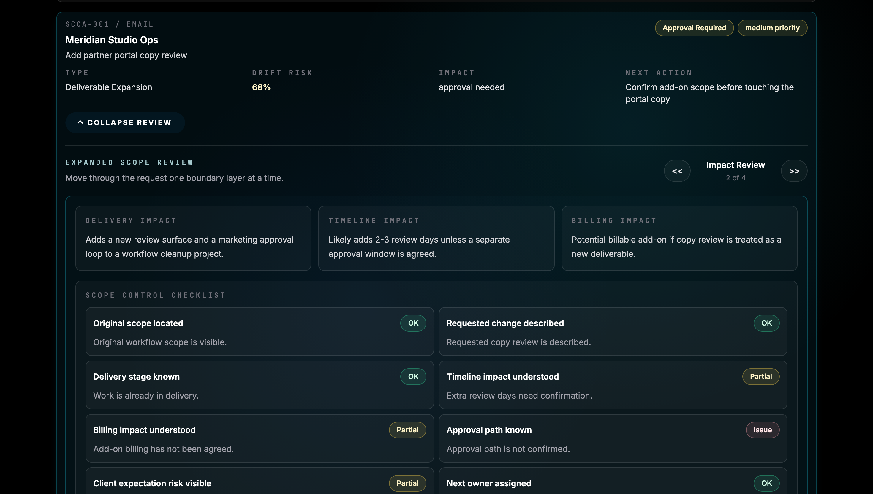 Scope Change Control Assistant: Impact review