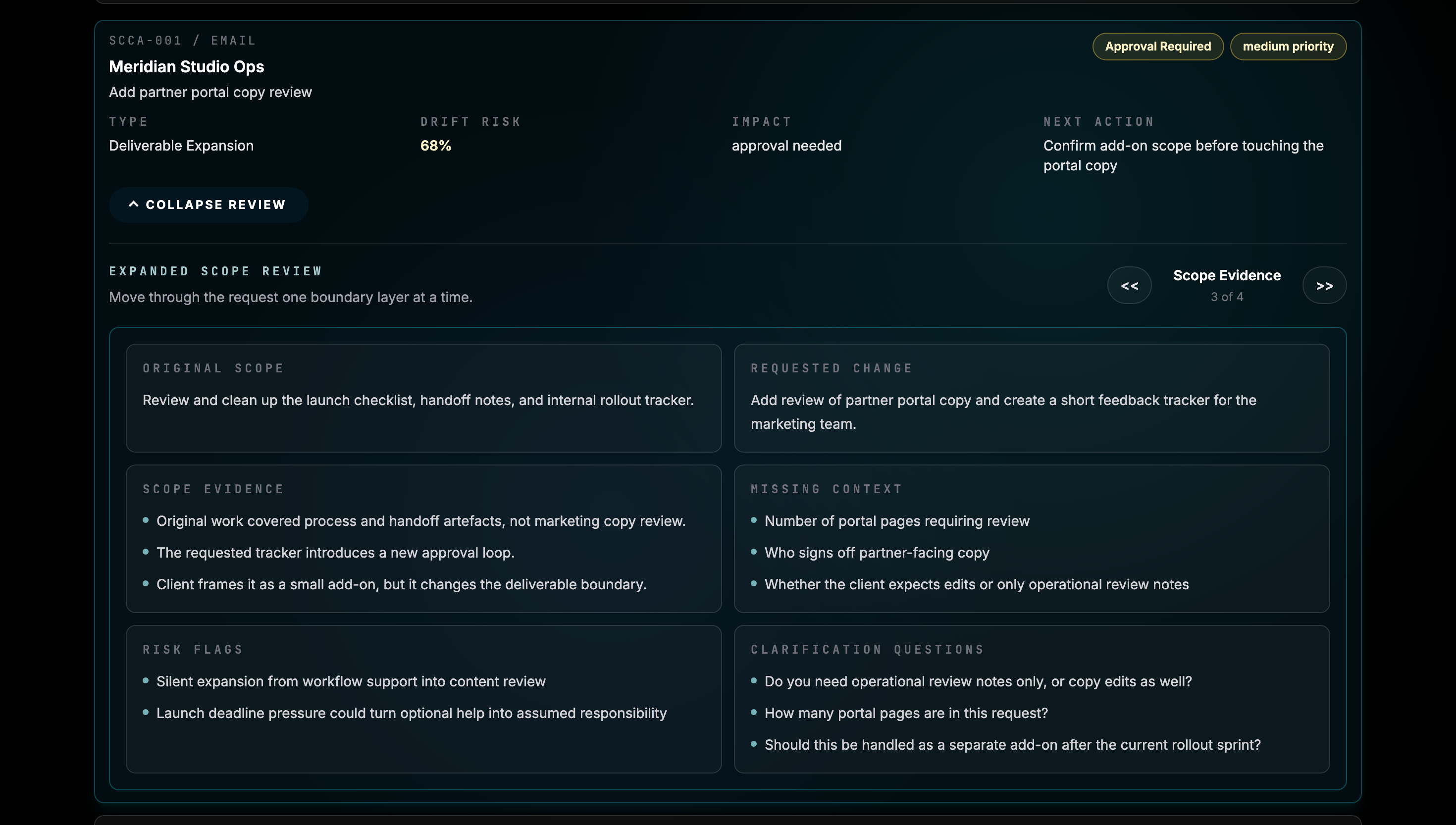Scope Change Control Assistant: Scope evidence
